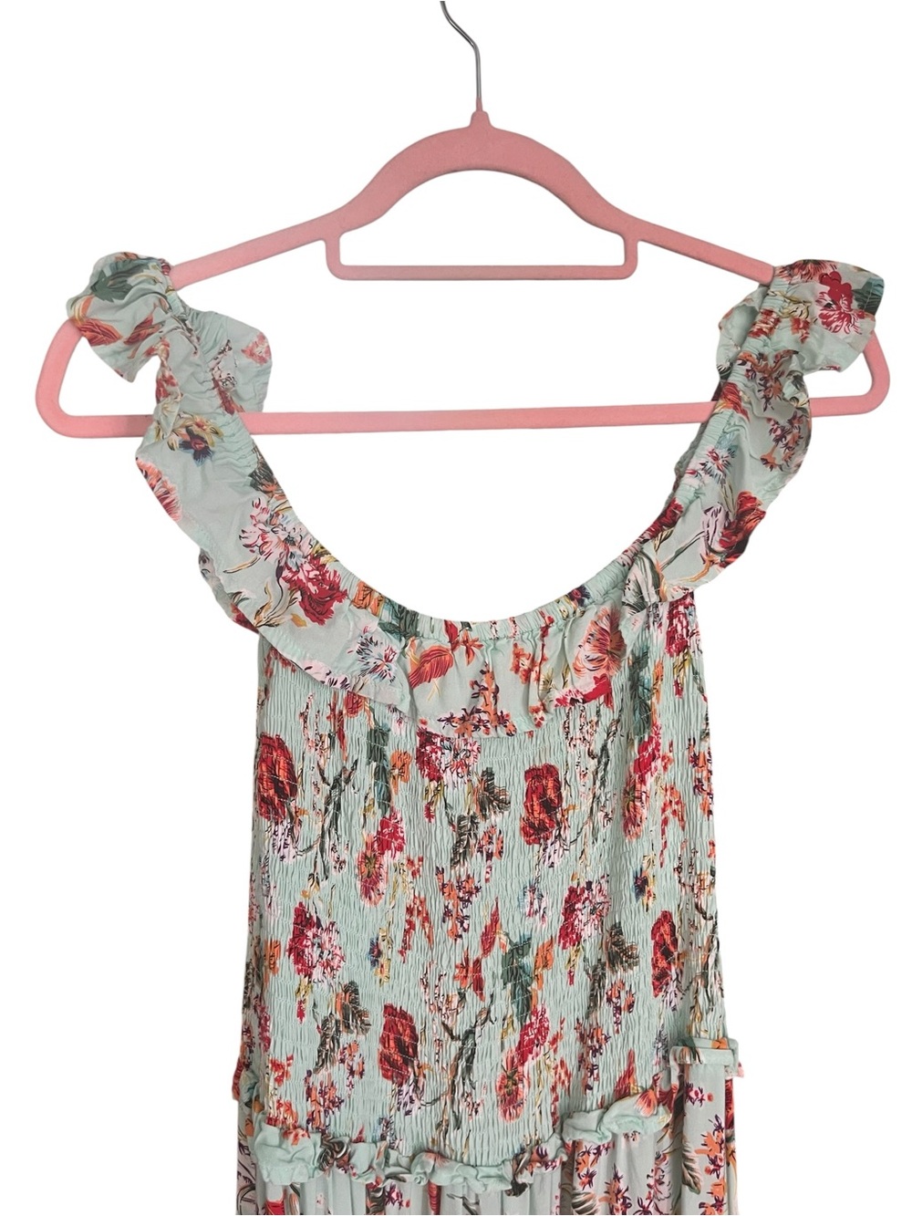 Abel The Label Boho Floral Smocked Tiered Maxi Dress Size M - Picture 3 of 6